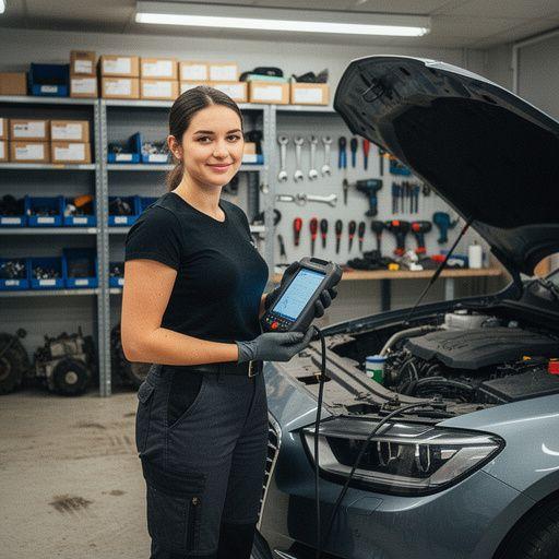 Mechanik kontrolujúci motorové oleje a filtre vo vozidle počas bežnej údržby v autoservise na Slovensku.